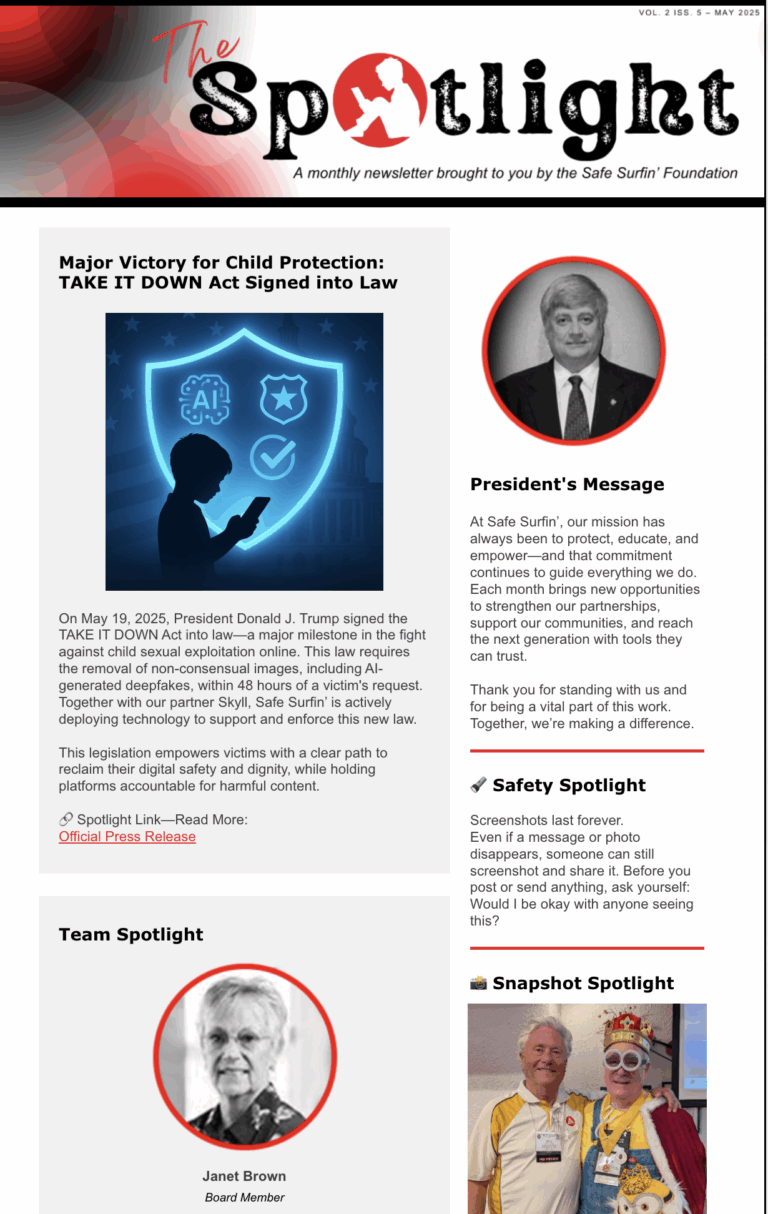 Spotlight May 2025 Safe Surfin' Newsletter